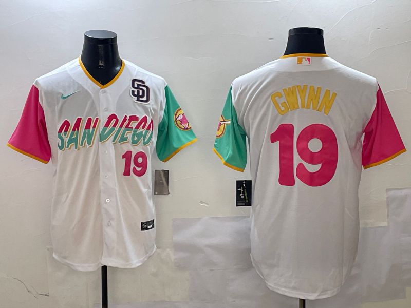 Men San Diego Padres #19 Gwynn White City Edition 2025 Nike MLB Jersey style 3->san diego padres->MLB Jersey